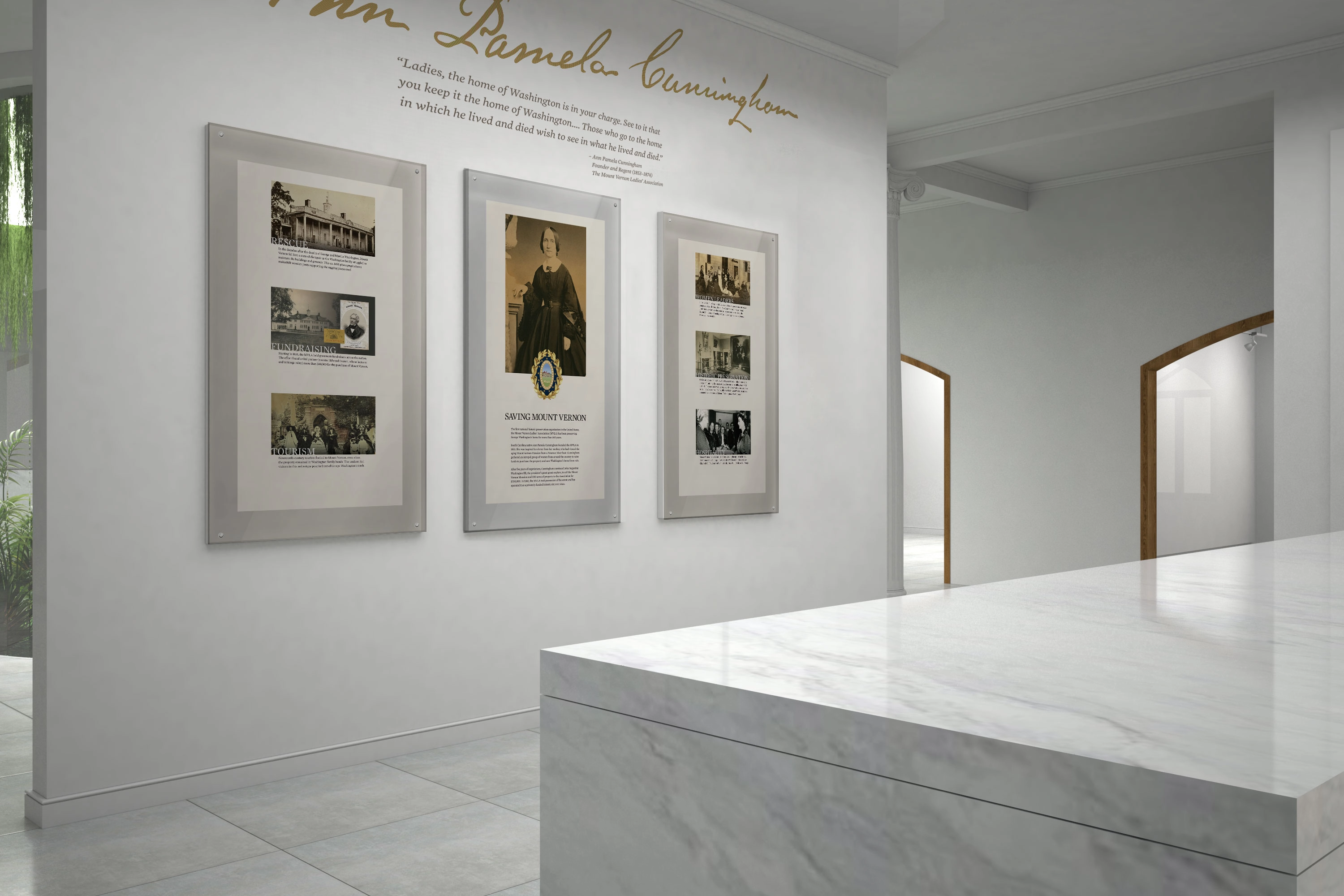 exhibit design featuring the history of the Mount Vernon Ladies' Association